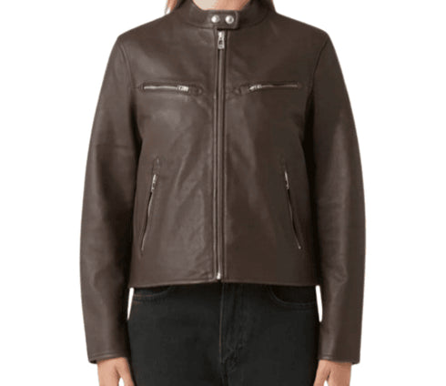 Aisha Café Racer Leather Jacket for Women